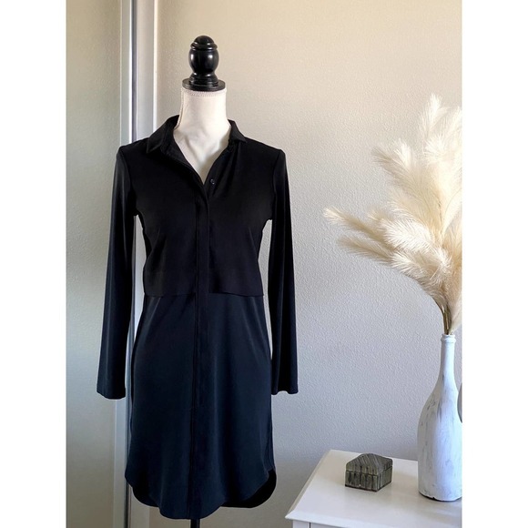 Topshop | Black Longsleeve Button Down Shirtwaist Dress | Size: 2 - Picture 1 of 9